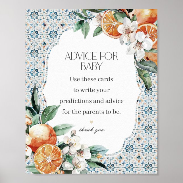 Poster Toscane Carrelage Italien Conseil pour Baby shower (Devant)
