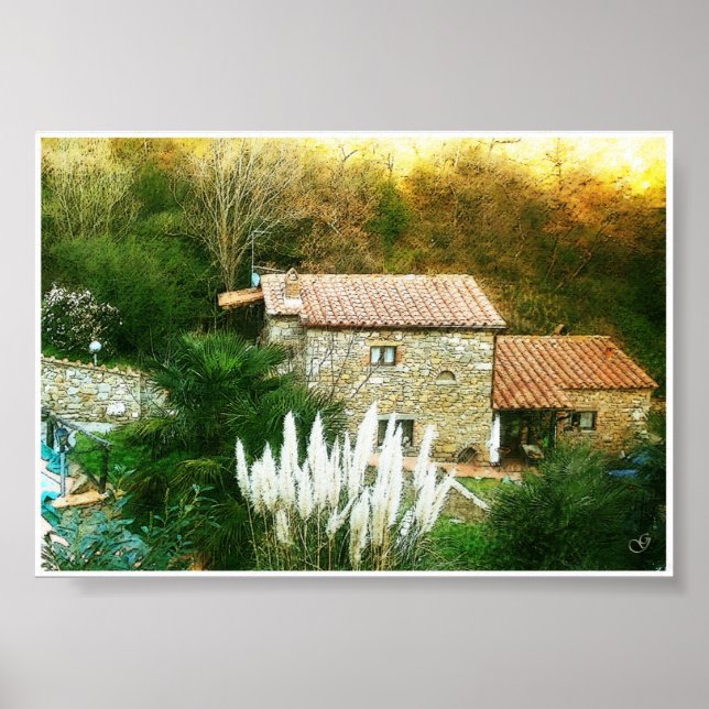 Poster Toscane, Italie. Maison rustique. (Devant)