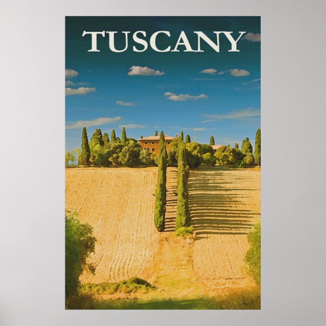 Poster Toscane Italie Vintage voyage (Devant)