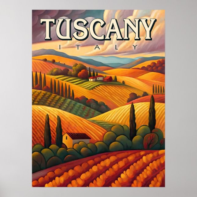 Poster Toscane Italie Vintage voyage (Devant)