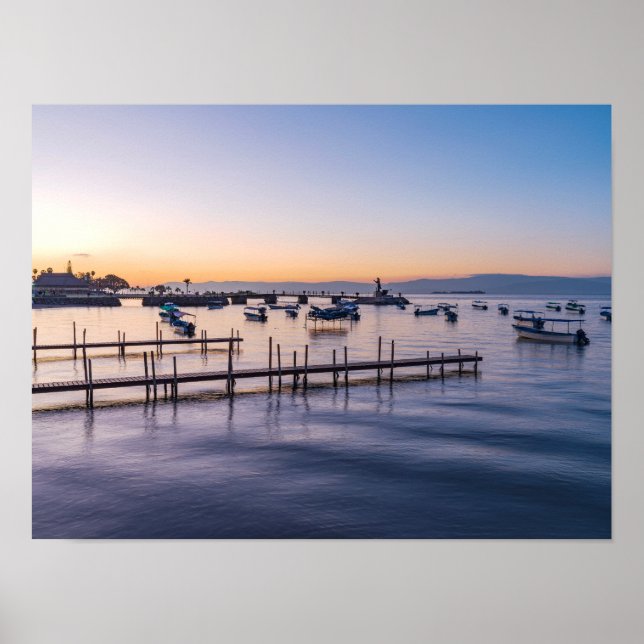 Poster tôt le matin pittoresque lac à chapala mexico (Devant)