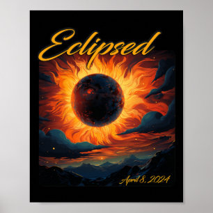 Poster Total de l'éclipse solaire 2024 Sun Moon