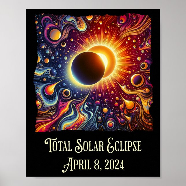 Poster Total Eclipse 2024 Retro Super 60's 70's vibe (Devant)