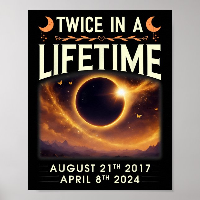 Poster Total Éclipse Solaire 2024 Deux Fois Dans Une Vie  (Devant)