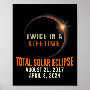 Poster Total Éclipse Solaire 2024 Totalité Deux Fois Dans