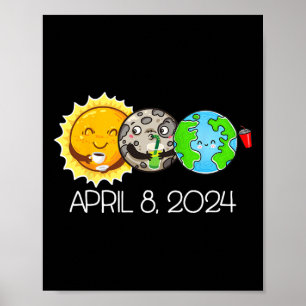 Poster Total Éclipse Solaire Avril 8 2024 Lune Astronomie