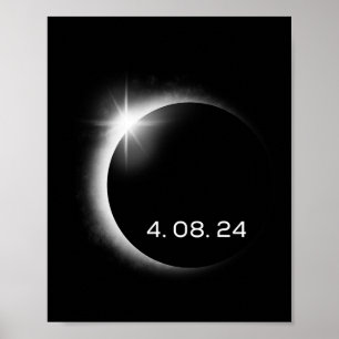 Poster Total Éclipse Solaire Printemps 8 avril 2024 Améri
