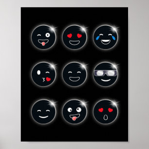 Poster Total Solaire Eclipse 04.08.2024 Silly Faces Fun B
