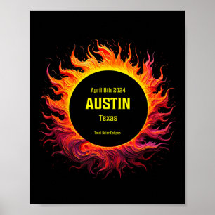 Poster Total Solaire Eclipse 2024 Austin Texas