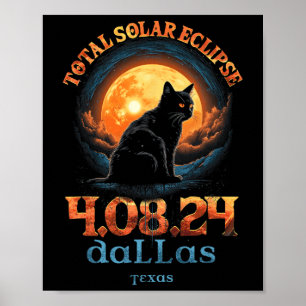 Poster Total Solaire Eclipse 2024 Dallas Texas