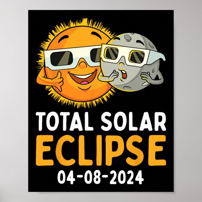 Poster Total Solaire Eclipse 2024 Lunettes Amusants Sun M (Devant)