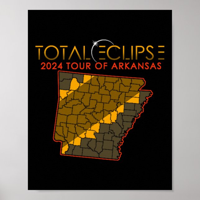 Poster Total Solaire Eclipse 2024 Tour De L'Arkansas (Devant)