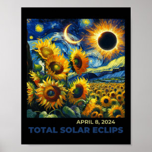 Poster Total Solaire Eclipse 2024 Vincent Van Gogh Art Su