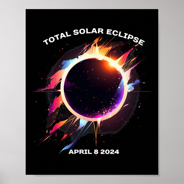 Poster Total Solaire Eclipse Avril 8 2024 Totalité Souven (Devant)