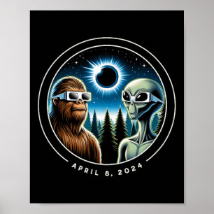 Poster Total Solaire Eclipse Funny Bigfoot Alien Avril Da