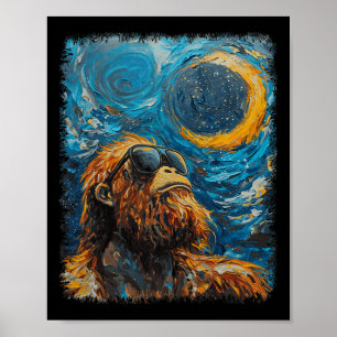 Poster Total Solaire Eclipse Van Gogh Starry Art de nuit 