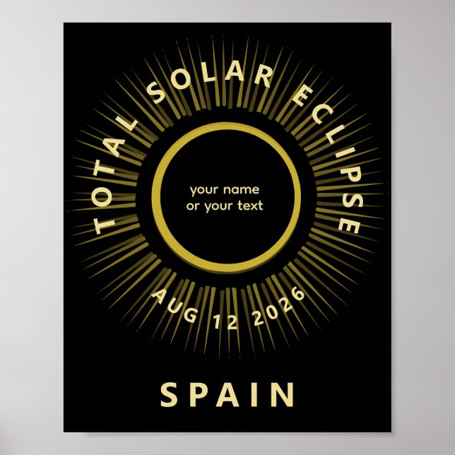Poster Total solar eclipse August 2026 add your text (Devant)