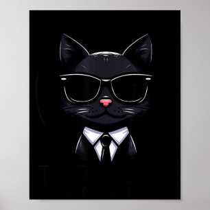 Poster Totalité de l'éclipse solaire drôle de chat lunett