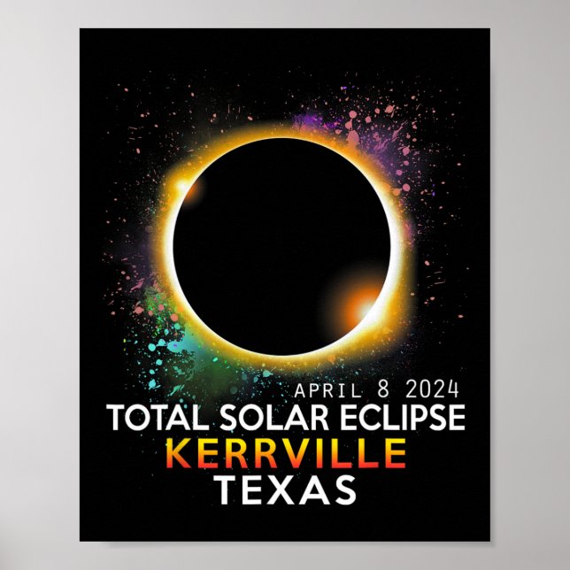 Poster Totalité du Texas Total Éclipse solaire 8 avril 20 (Devant)