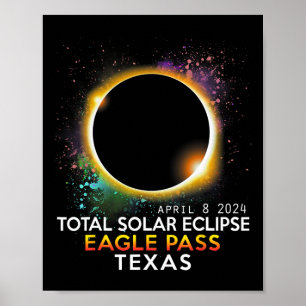 Poster Totalité Total Solaire Eclipse Eagle Pass Texas Ap