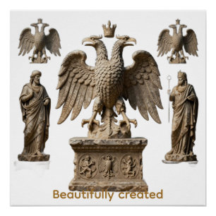 Poster Totem Mystique de l'Aigle Sacré à Deux Têtes R