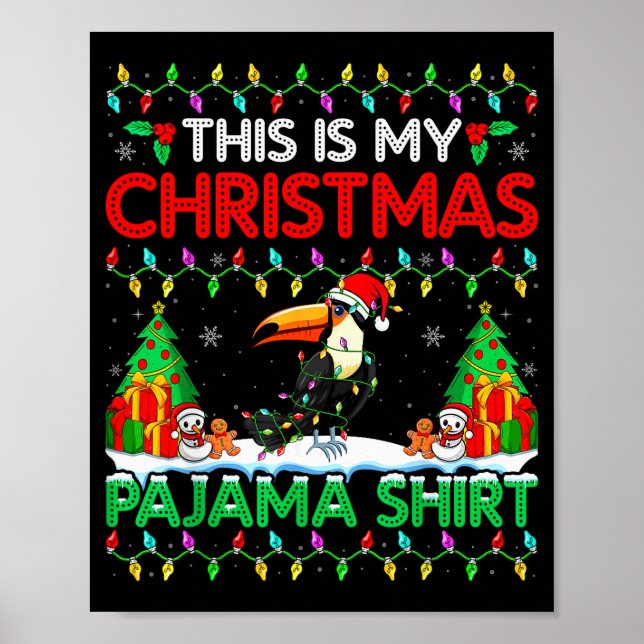 Poster Toucan Christmas Santa Hat Pajama Shirt - Toucan L (Devant)