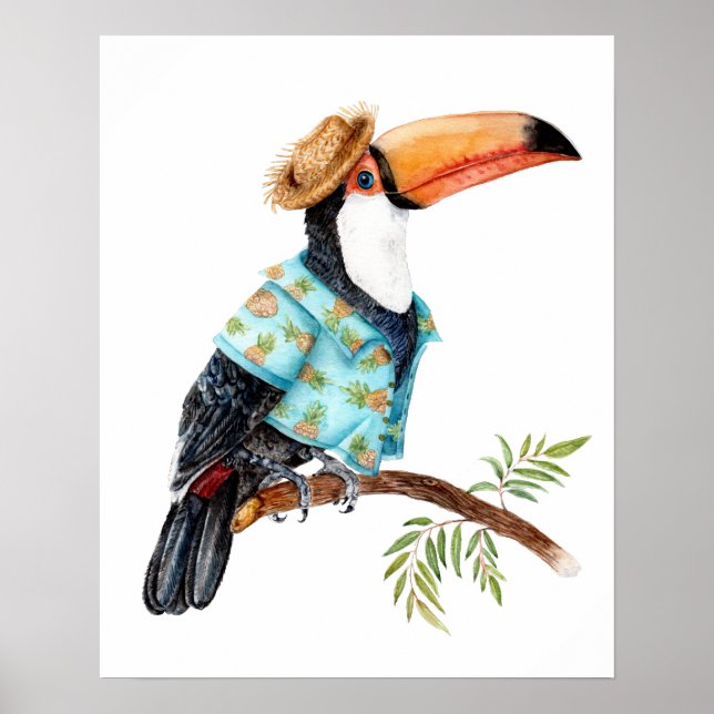 Poster Toucan en chemise hawaïenne (Devant)