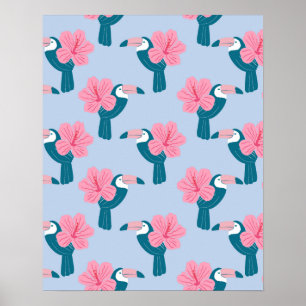 Poster Toucan et hibiscus