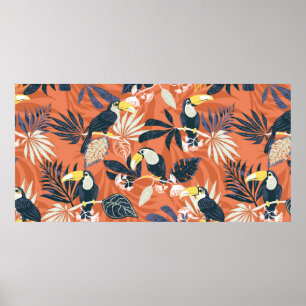 Poster toucan et jungle motif sans faille