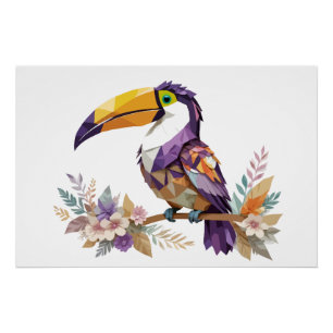 Poster Toucan Jouer adorable animal amusant coloré Joyeux