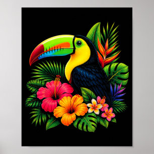 Poster Toucan Trocal mignon Oiseau Floral Eté Vacances