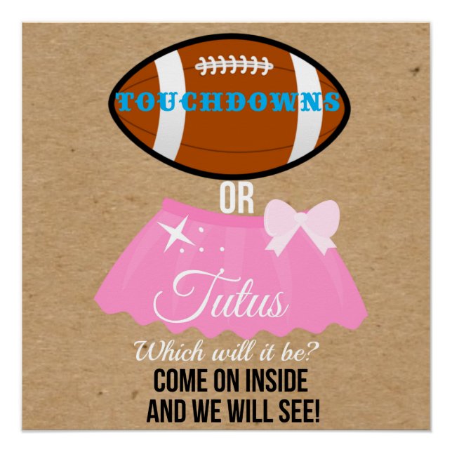 Poster Touchdowns ou tutus ce sera 20x20 bienvenue (Devant)