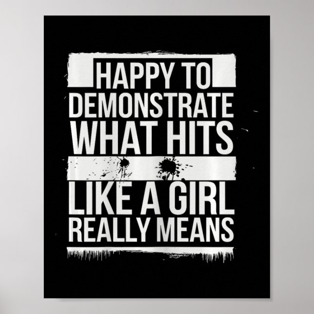 Poster Touche Comme Une Fille Karate Power Message (Devant)
