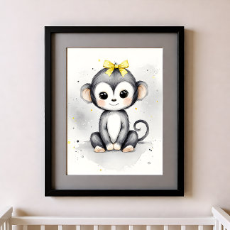 Poster Touche de couleur Animaux de la jungle singe pour 