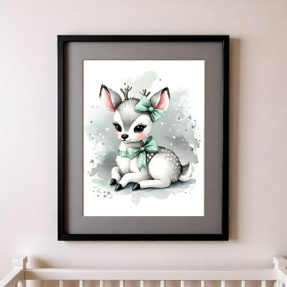 Poster Touche de couleur Crèche Animaux de la forêt Cerf