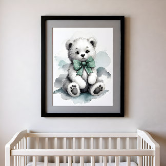 Poster Touche de Couleur Crèche Animaux de la Forêt Ours
