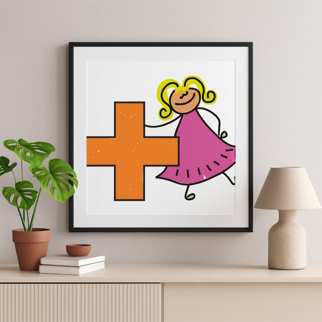 Poster Touche mignonne fille avec signe plus (Créateur téléchargé)