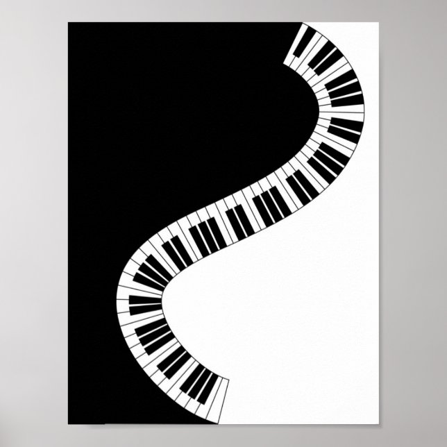 Poster Touches de piano courbées (Devant)