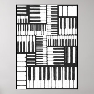 Poster Touches de piano en Charcoal Music Art Print