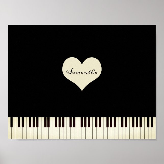 Poster Touches de piano et coeur Personnalisé (Devant)