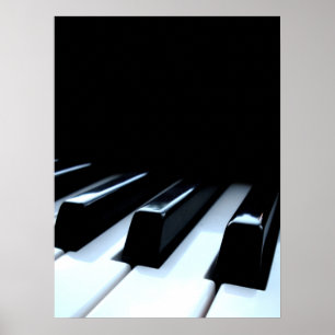 Poster Touches de piano noir et blanc