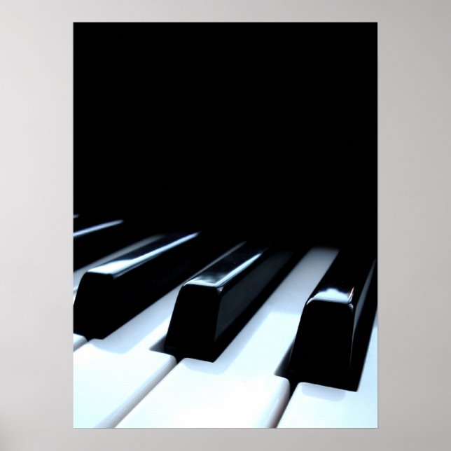 Poster Touches de piano noir et blanc (Devant)