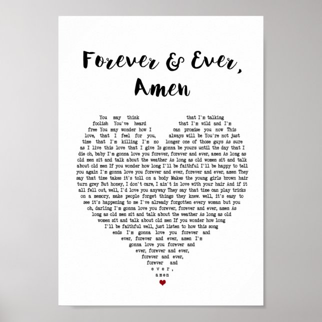 Poster Toujours Et Toujours Amen Heart Song Lyric Print (Devant)