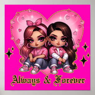 Poster Toujours & Forever Meilleurs amis filles cadeau