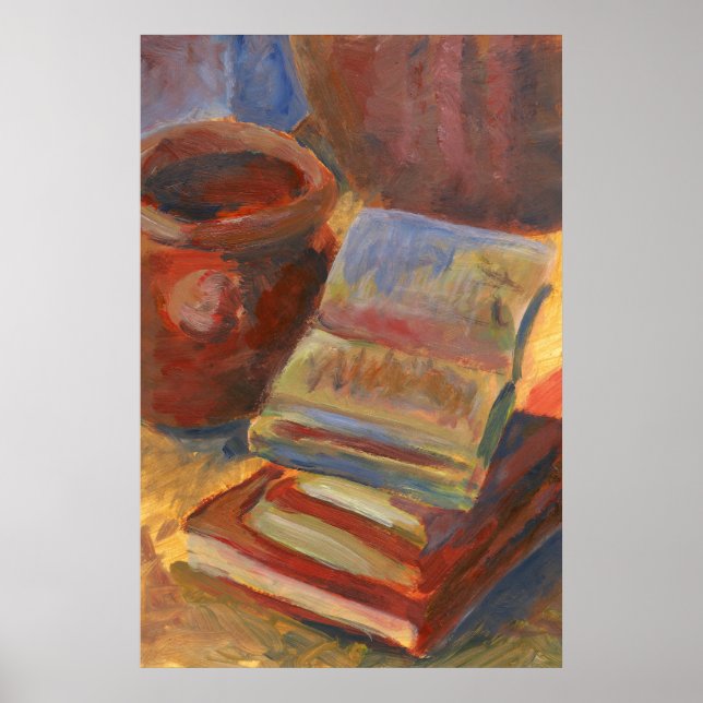 Poster Toujours la vie avec des livres à lire la peinture (Devant)