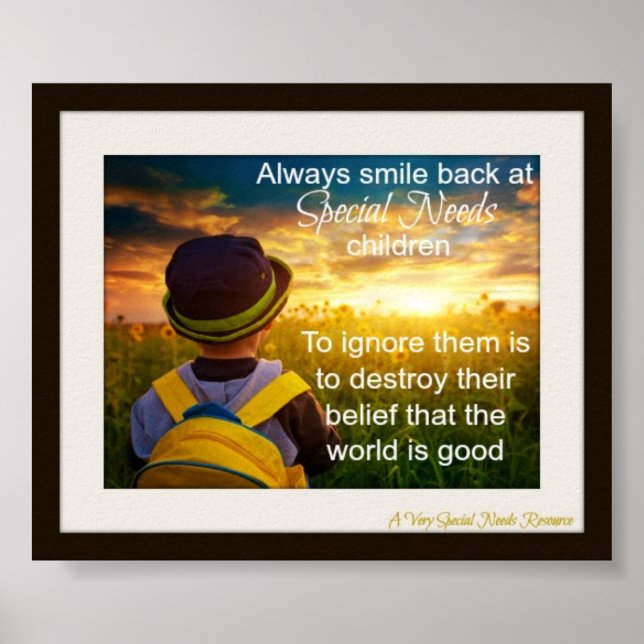 Poster Toujours sourire Retour Besoin spécial Enfants Pos (Devant)