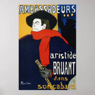 Poster Toulouse-Lautrec Ambassadeurs Aristide Bruant