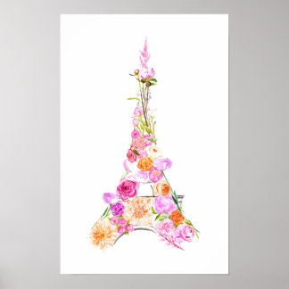Poster Tour à eiffel floral