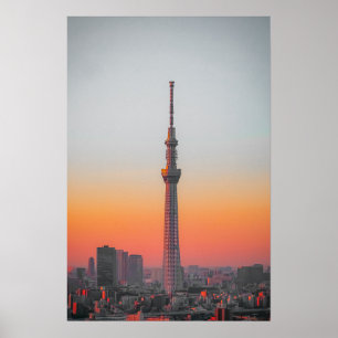 Poster Tour cramoisie : Tokyo Skytree au crépuscule