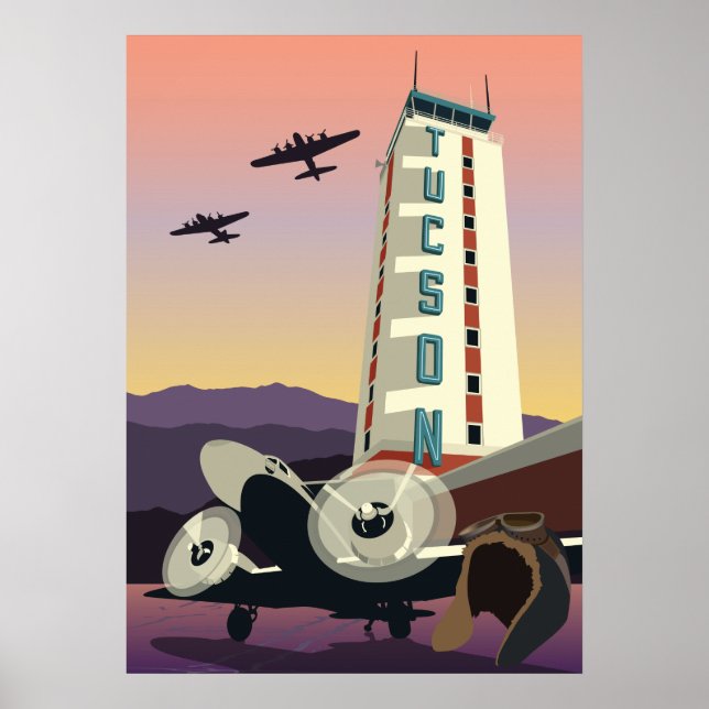 Poster Tour de l'aviation 28 po x 20 po - Tucson, Arizona (Devant)